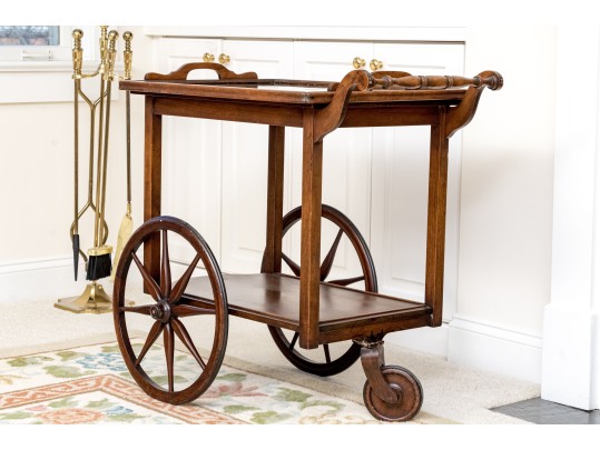 Vintage Tray Top Two Tiered Tea Trolley / Bar Cart