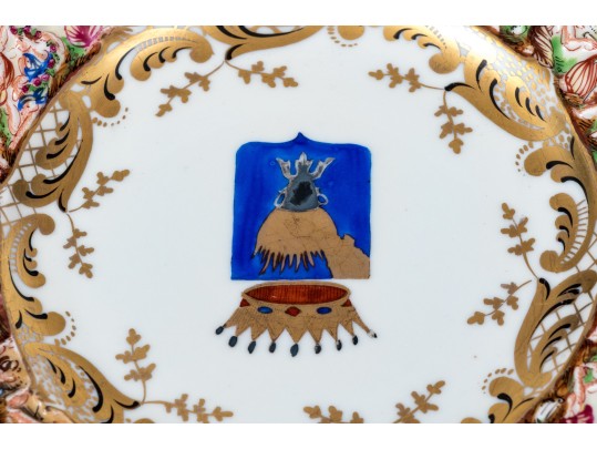 Set Of Six Capodimonte Hand-Painted Heraldic Plates