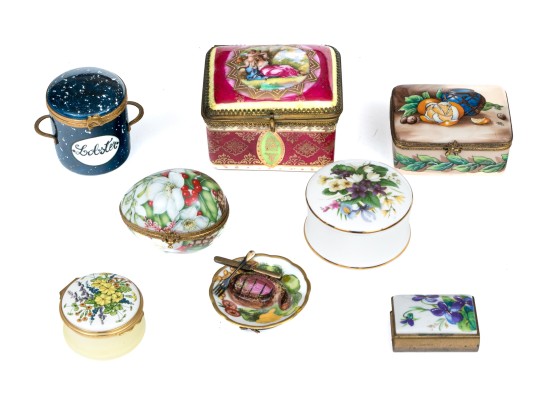 Collection Of Eight Assorted Makers Enameled Boxes
