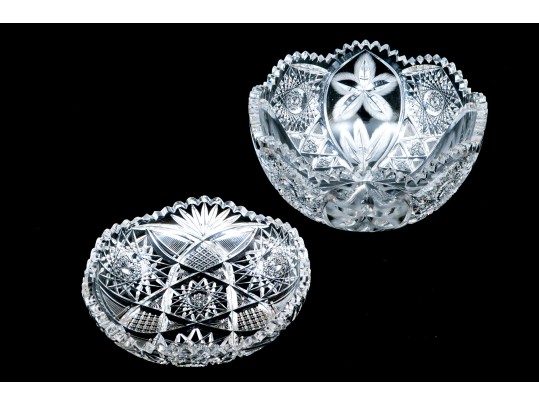 Two Antique Brilliant Cut Crystal Bowls