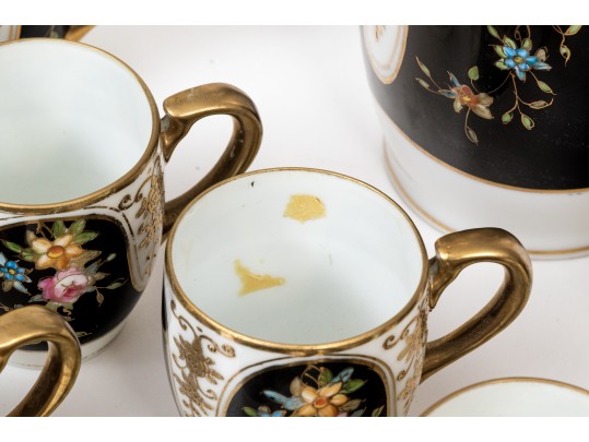 Japanese Hand-Painted Demitasse Set, Fifteen Pieces