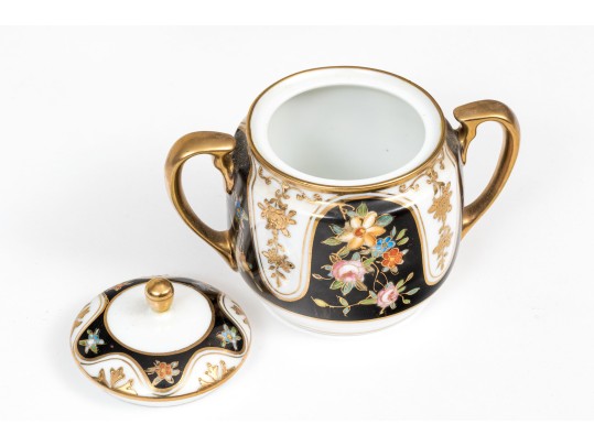 Japanese Hand-Painted Demitasse Set, Fifteen Pieces