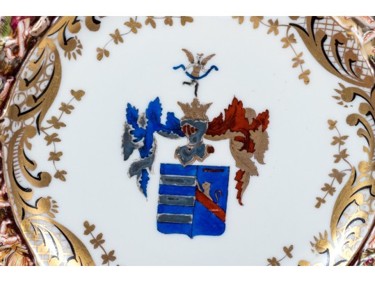 Set Of Six Capodimonte Hand-Painted Heraldic Plates