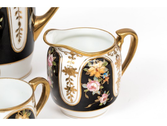 Japanese Hand-Painted Demitasse Set, Fifteen Pieces