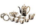 Japanese Hand-Painted Demitasse Set, Fifteen Pieces