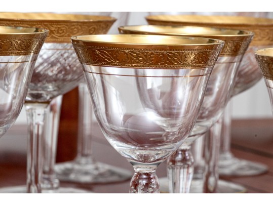 Twenty-Six Piece Gold Encrusted Stemware