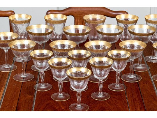 Twenty-Six Piece Gold Encrusted Stemware