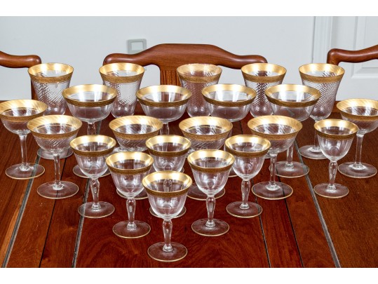 Twenty-Six Piece Gold Encrusted Stemware
