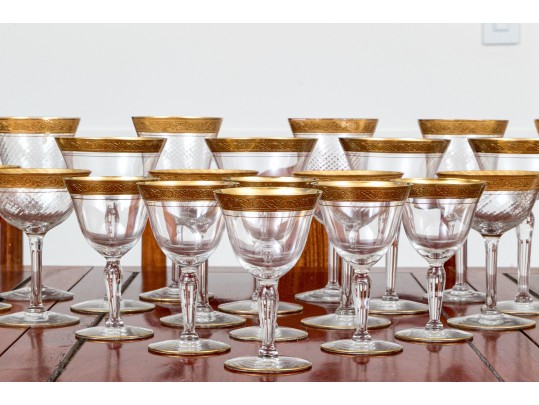 Twenty-Six Piece Gold Encrusted Stemware