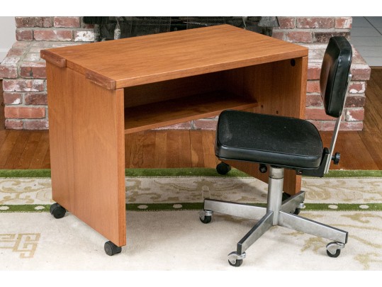 Vintage Rolling Desk And Office Chair