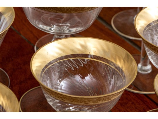 Twenty-Six Piece Gold Encrusted Stemware