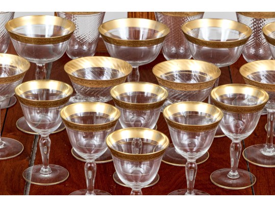 Twenty-Six Piece Gold Encrusted Stemware