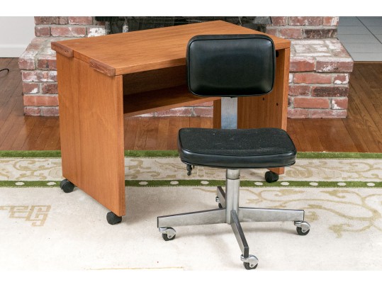 Vintage Rolling Desk And Office Chair