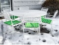 Cast Aluminum Outdoor Dining Table With Six Armchairs