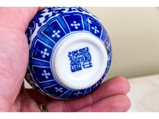 Collection Of Six Chinese Blue And White Porcelain Bottle Vases