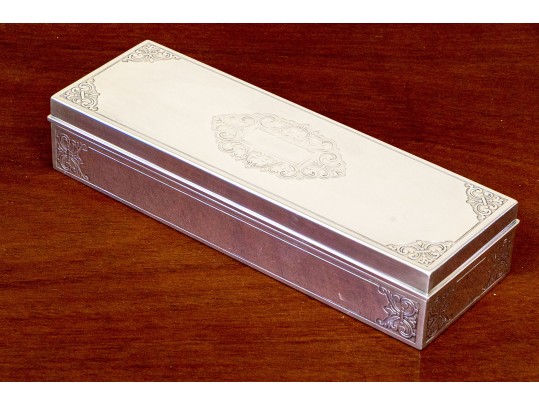 Tiffany & Co. Sterling Silver Hinged Case With Wood Lined Interior, 22.56 Gross Ozt.
