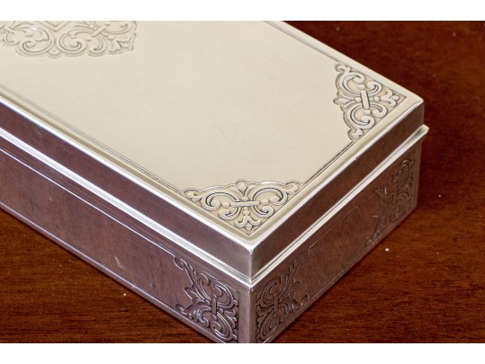 Tiffany & Co. Sterling Silver Hinged Case With Wood Lined Interior, 22.56 Gross Ozt.
