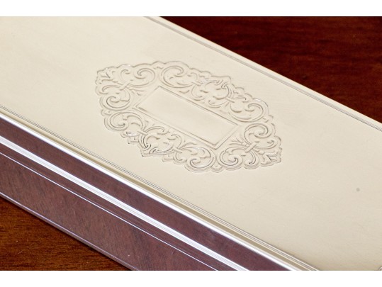 Tiffany & Co. Sterling Silver Hinged Case With Wood Lined Interior, 22.56 Gross Ozt.