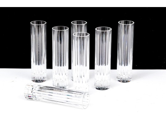 Seven Baccarat Crystal Fluted Bud Vases