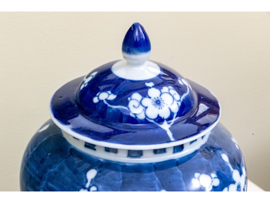 Pair Of Chinese Lidded Blue And White Jars
