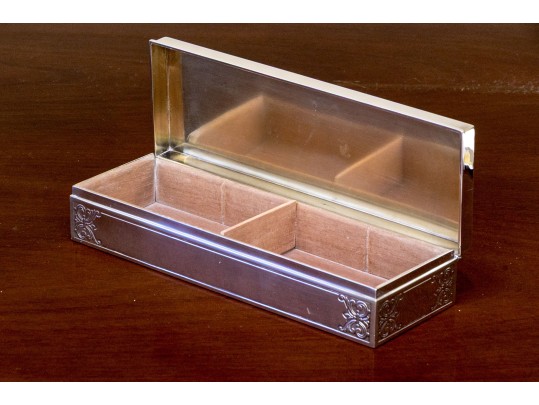 Tiffany & Co. Sterling Silver Hinged Case With Wood Lined Interior, 22.56 Gross Ozt.