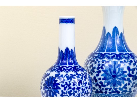 Collection Of Six Chinese Blue And White Porcelain Bottle Vases