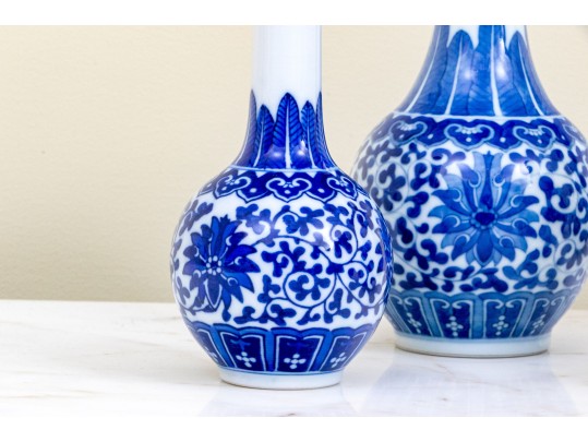 Collection Of Six Chinese Blue And White Porcelain Bottle Vases
