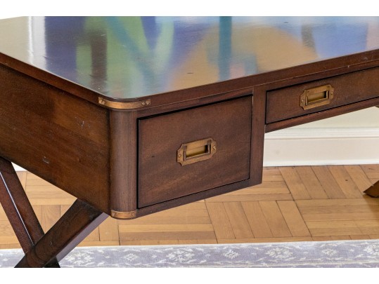 Hickory Chair Mahogany And Brass Campaign Writing Desk