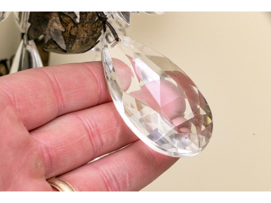 Pair Of Cut Crystal Three Light Wall Sconces