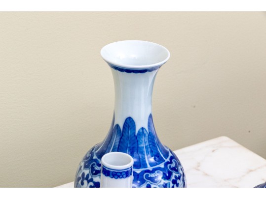 Collection Of Six Chinese Blue And White Porcelain Bottle Vases