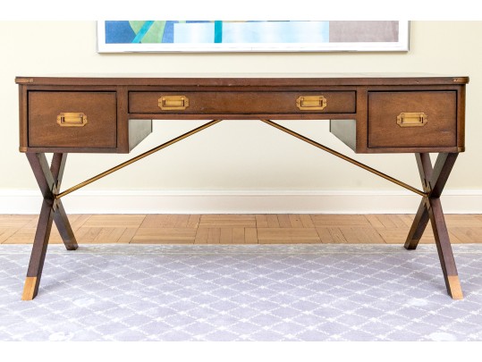 Hickory Chair Mahogany And Brass Campaign Writing Desk