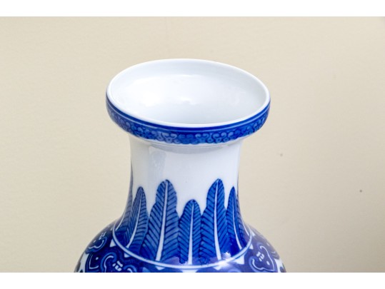 Pair Of Chinese Blue And White Porcelain Vases, 20th C.