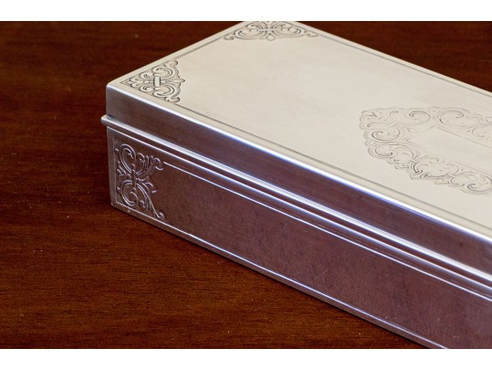 Tiffany & Co. Sterling Silver Hinged Case With Wood Lined Interior, 22.56 Gross Ozt.