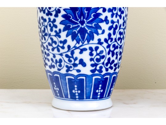 Pair Of Chinese Blue And White Porcelain Vases, 20th C.