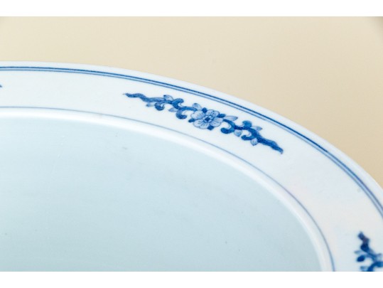 Collection Of Five Chinese Blue And White Porcelain Planters On Underplates