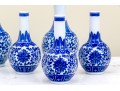 Collection Of Six Chinese Blue And White Porcelain Bottle Vases