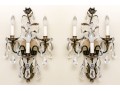 Pair Of Cut Crystal Three Light Wall Sconces