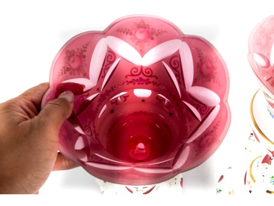 Bohemian Cut To Clear Czech Glass Candle Holders