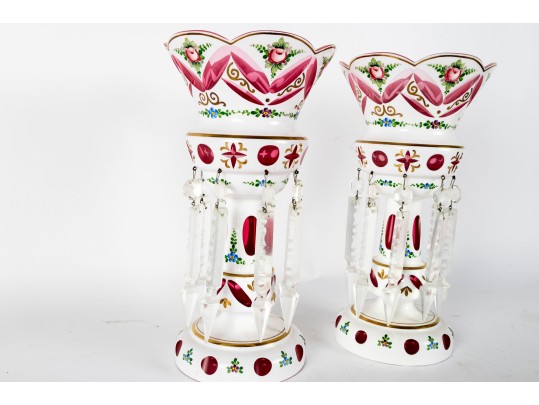 Bohemian Cut To Clear Czech Glass Candle Holders