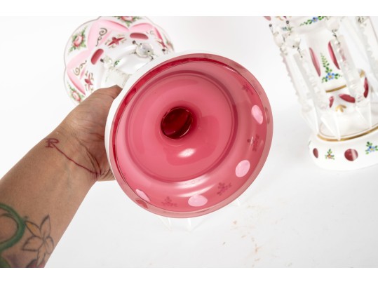 Bohemian Cut To Clear Czech Glass Candle Holders