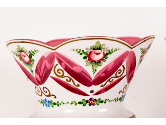 Bohemian Cut To Clear Czech Glass Candle Holders