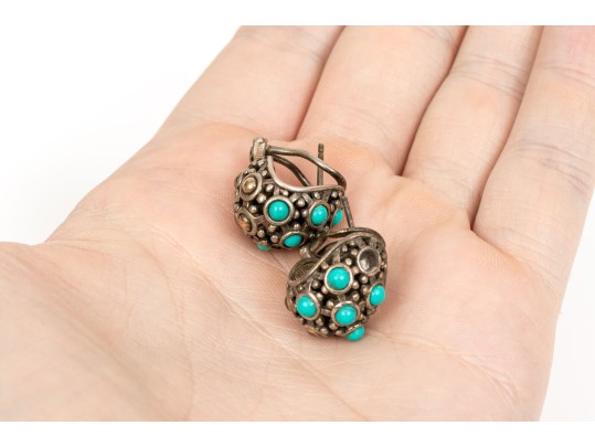 Sterling Silver Assorted Lot Of Striking Earrings, With Posts And Lever Style Backs