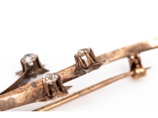 Gold Filled Pretty Antique Spray Brooch, Diamond Set, App. 0.12 TCW