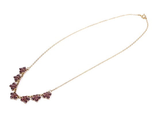 Collection Of Vintage Burgundy Czech Crystal Motif Jewelry Pieces