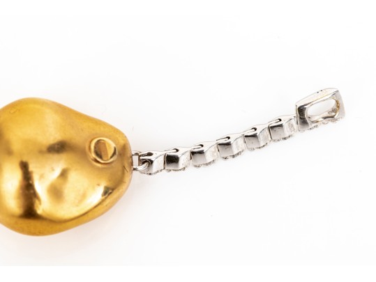 10k Yellow And White Gold White Sapphire Set Contemporary Pendant