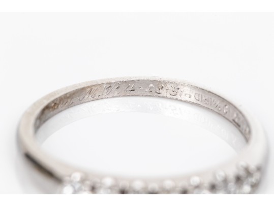 Platinum Classic Seven Diamond Prong Set Band Ring, App. 0.14 TCW, Size 6.75