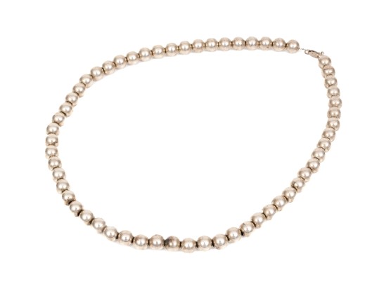 Sterling Silver Elegant Bead Necklace, 8mm