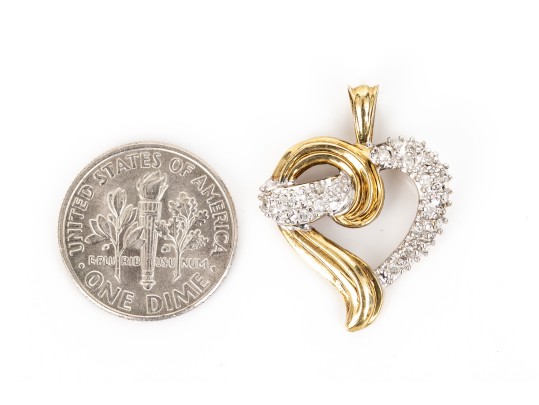 10k Yellow Gold Diamond Heart Pendant