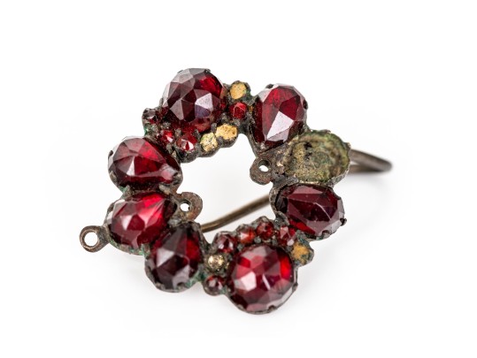 Collection Of Vintage Burgundy Czech Crystal Motif Jewelry Pieces