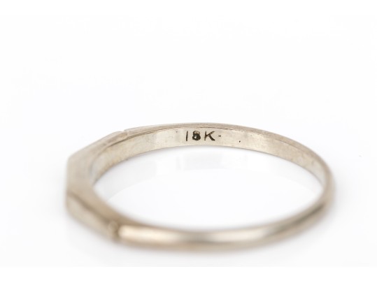 14k White Gold Faceted Band Ring, Size 5.75+